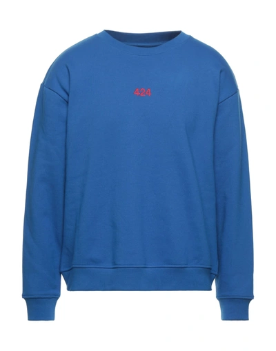 Shop 424 Fourtwofour Man Sweatshirt Blue Size L Cotton, Elastane
