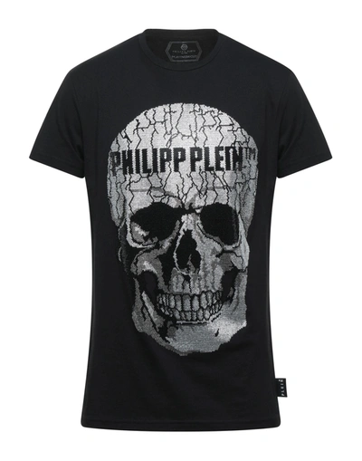 Shop Philipp Plein Man T-shirt Black Size L Cotton, Abs - Acrylonitrile Butadiene Styrene