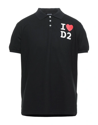 Shop Dsquared2 Man Polo Shirt Black Size Xl Cotton