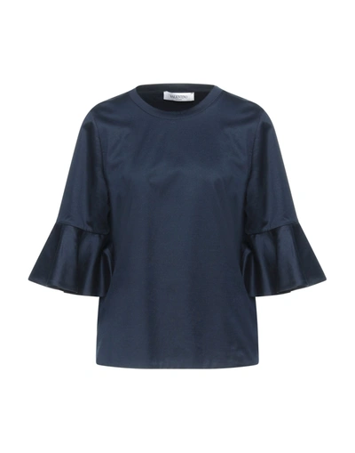 Shop Valentino Garavani Woman T-shirt Midnight Blue Size M Cotton In Dark Blue