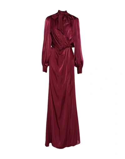 Le Piacentini Long Dresses In Maroon | ModeSens