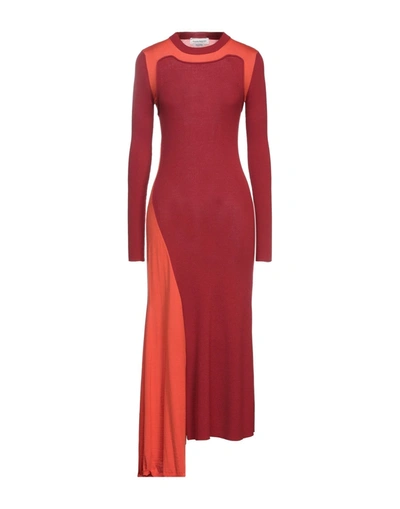 Shop Alexander Mcqueen Woman Midi Dress Burgundy Size M Wool, Cashmere In Red