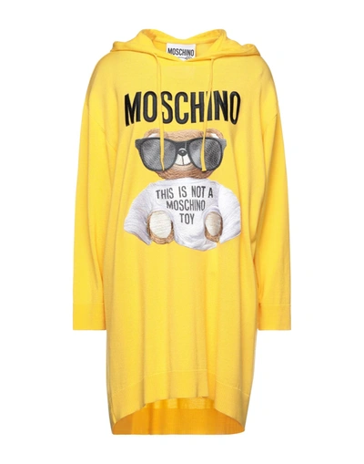 Shop Moschino Woman Mini Dress Yellow Size 6 Virgin Wool