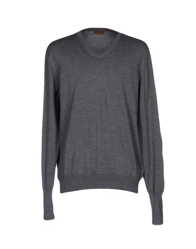 Shop Alpha Studio Man Sweater Grey Size 42 Merino Wool