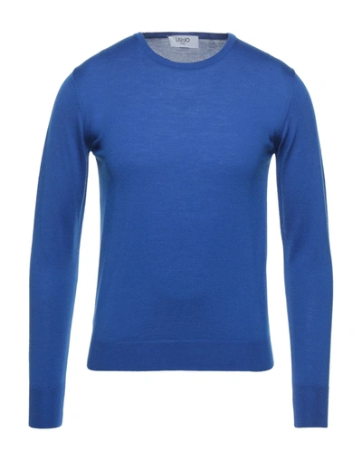 Shop Liu •jo Man Man Sweater Bright Blue Size S Virgin Wool
