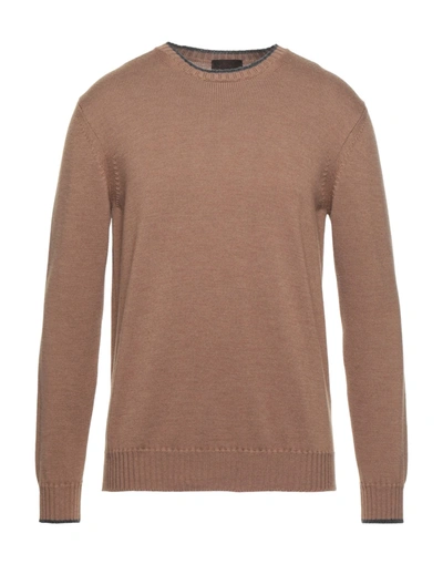 Shop Altea Man Sweater Camel Size S Virgin Wool In Beige