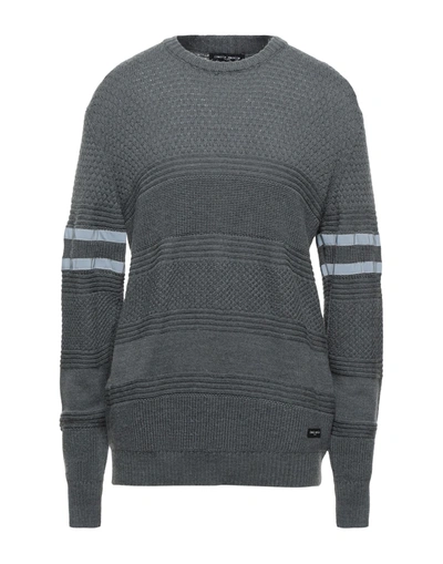 Shop Frankie Morello Man Sweater Lead Size L Merino Wool, Acrylic In Grey