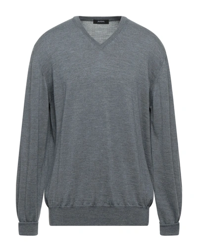 Shop Alpha Studio Sweaters In Grey