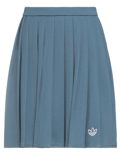 Shop Adidas Originals Knee Length Skirts In Slate Blue