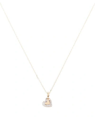Shop Adina Reyter Tiny Heart Diamond Dog Tag Necklace In Gold
