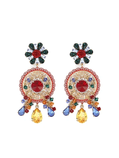 Shop Dolce & Gabbana Rhinestone-embellished Clip-on Earrings In Gold