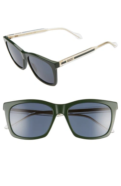 Shop Gucci 56mm Square Sunglasses In Green