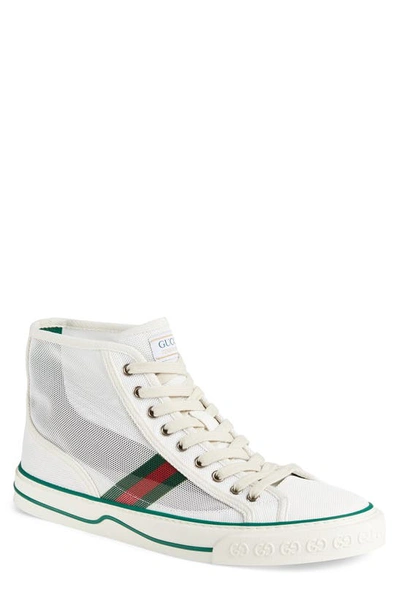 Shop Gucci Tennis 1977 V High Top Sneaker In Green/ White
