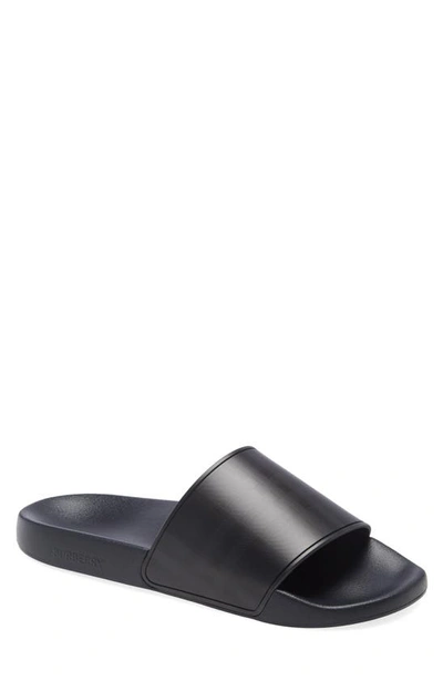 Shop Burberry Furley Check Slide Sandal In Dark Blue