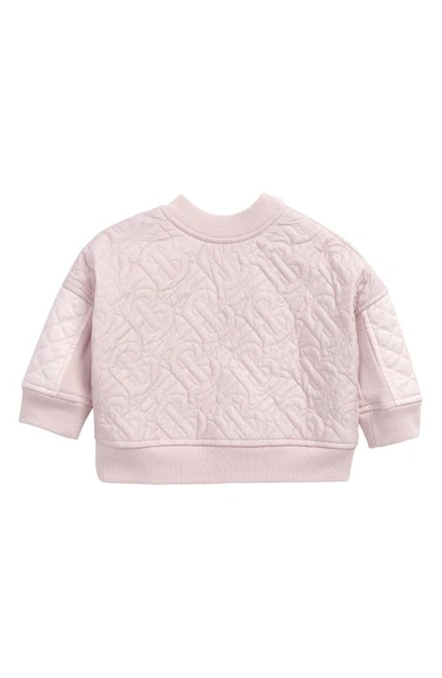 Shop Burberry Timothie Monogram Quilted Sweatshirt In Pastel Pink