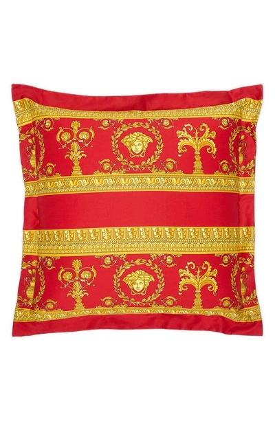 Shop Versace I Heart Baroque Reversible Cotton Accent Pillow In Black/ Red