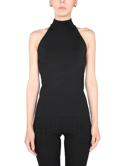 Givenchy Mock-neck Knit Halter Top In Black