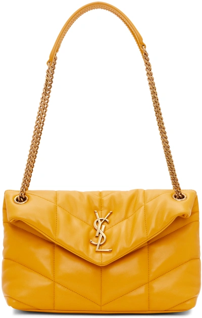Shop Saint Laurent Yellow Small Loulou Puffer Bag In 7004 Saffran