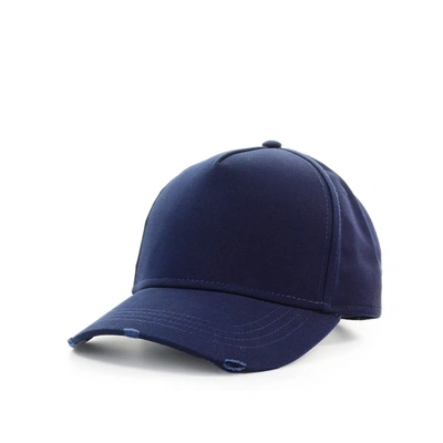 Shop Dsquared2 Navy Blue Baseball Cap With White Logo