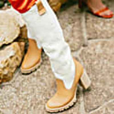 Shop Hammer Temida Natural Linen & Caramel Leather Boots
