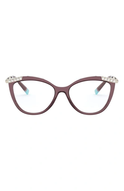 Shop Tiffany & Co 53mm Cat Eye Optical Glasses In Trans Pink