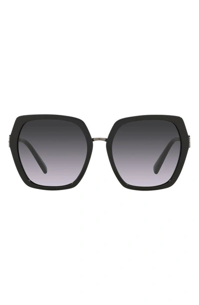 Shop Valentino 57mm Geometric Sunglasses In Black/ Gradient Black