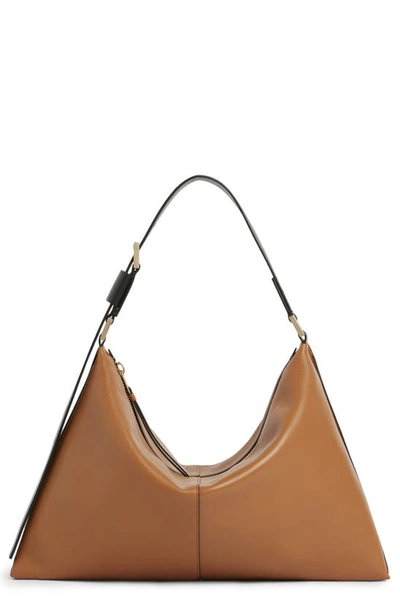 Shop Allsaints Edbury Leather Shoulder Bag In Desert Tan