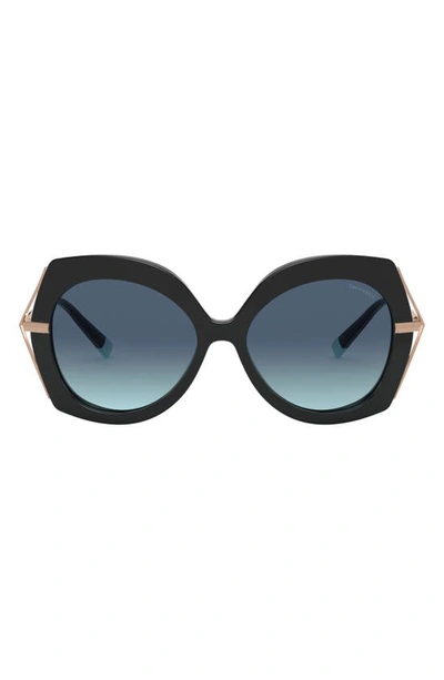 Shop Tiffany & Co 54mm Gradient Butterfly Sunglasses In Black/ Azure Grad