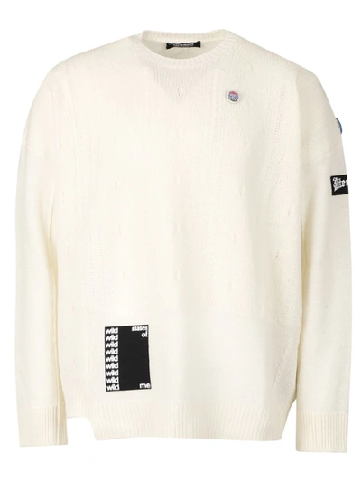 Shop Raf Simons Oversized Reversed Braid Relief Sweater In Neutrals