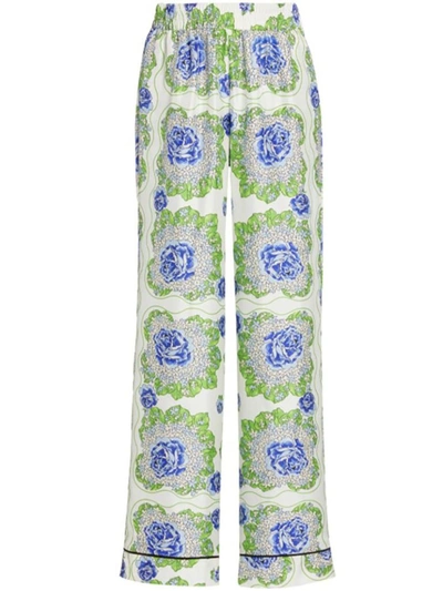 Shop Rodarte Floral Printed Silk Twill Pajama Pant In Multicolor