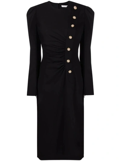 Shop Alessandra Rich Shoulder-pad Fitted Dress In Black