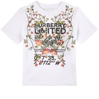 Shop Burberry White Floral T-shirt