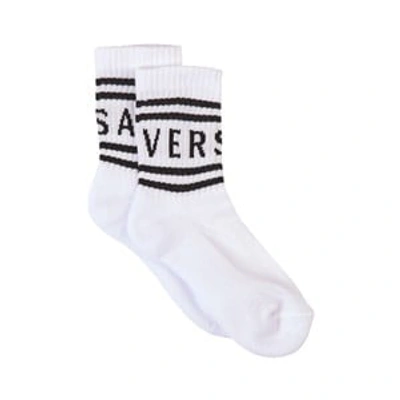 Shop Versace White Logo Detail Socks