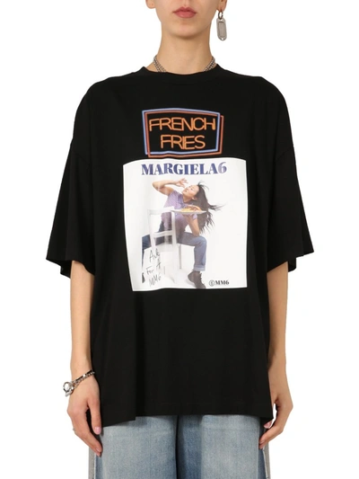 Shop Mm6 Maison Margiela "french Fries" T-shirt In Black