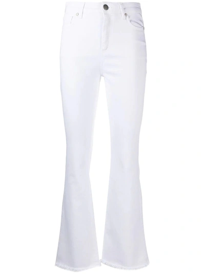 Shop Federica Tosi White Flared Jeans With Raw Cut Hem