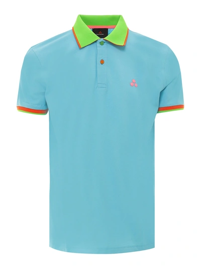 Shop Peuterey Blue Cotton Polo Shirt