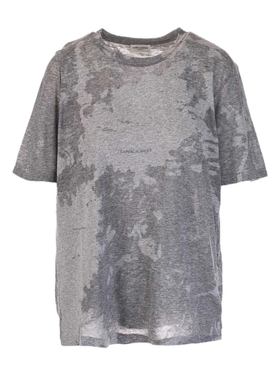Shop Saint Laurent Tie-dye Effect T-shirt In Gray In Grey