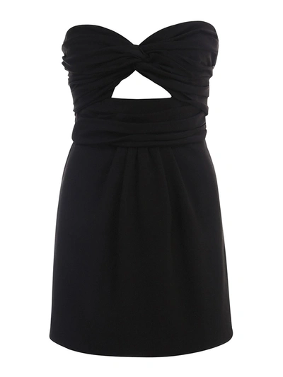 Shop Saint Laurent Draped Short Dress In Black