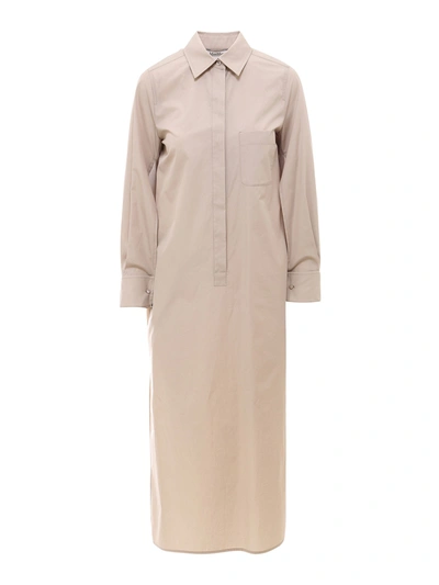 Shop Max Mara Odile Cotton Shirt Dress In Nude And Neutrals