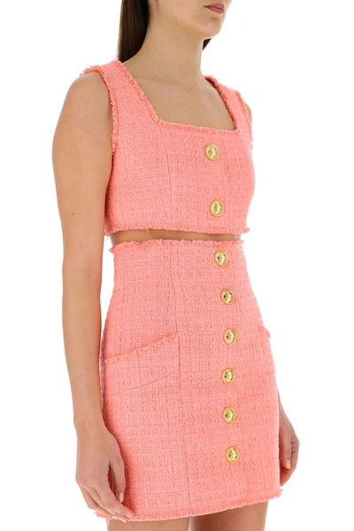 Shop Balmain Pink Tweed Top Nd  Donna 38f