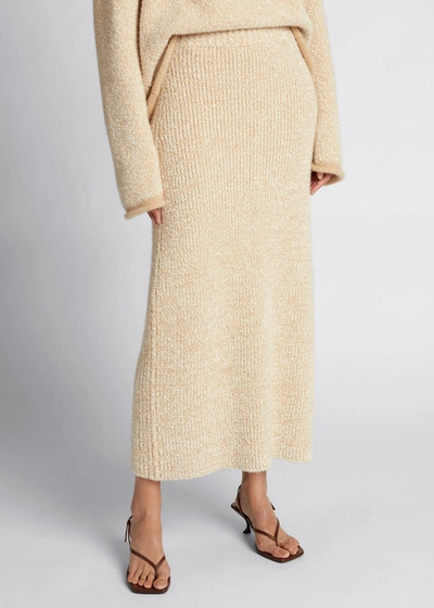 Shop The Row Caluso Ribbed Maxi Skirt In Beige Off-white