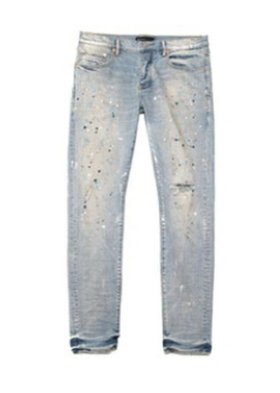 Shop Purple Men's Vintage Paint-splatter Stacked Jeans In Lght Ind Painter