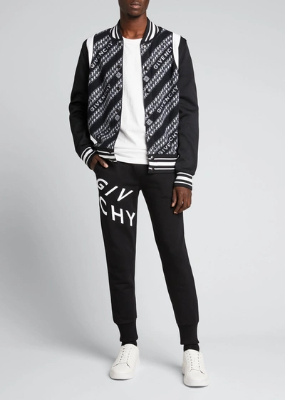 Shop Givenchy Men's Slim-fit Broken Logo Jogger Sweatpants In Black/white