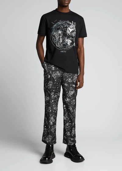 Shop Valentino Men's Relaxed Zodiac-print Pants In Black Pattern