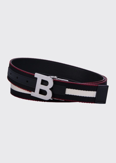 Shop Bally Men's Reversible B-buckle Belt In Black/white