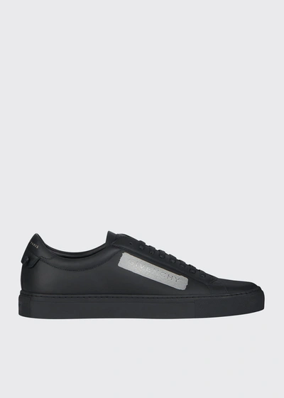 Shop Givenchy Men's Urban Street Leather Low-top Sneakers In Black/silvery