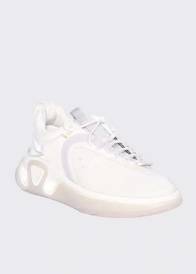 Shop Balmain Men's B Runner Asymmetric Chunky Sneakers In White/grey