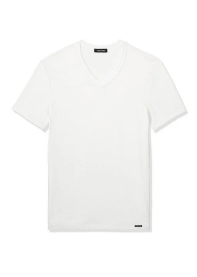 Tom Ford Viscose Coton Jersey Short Sleeve T-shirt In White