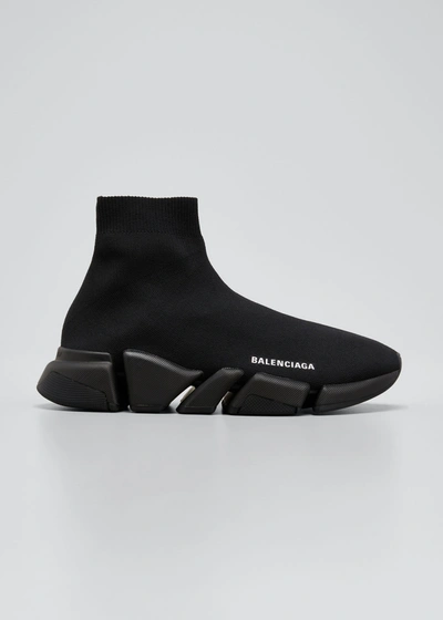 Shop Balenciaga Men's Speed 2.0 Knit Sock Trainer Sneaker In 1013 Black