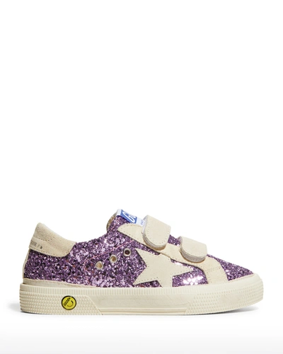 Shop Golden Goose Girl's Glitter Suede Low-top Sneakers, Toddler/kids In Purple